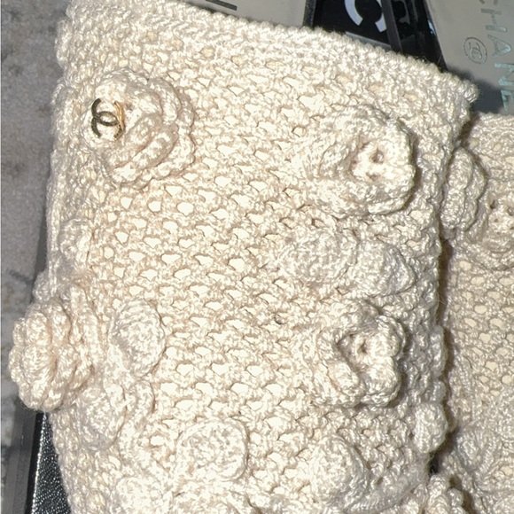 Chanel Women's Beige and Black Crochet Mules - Picture 2 of 5